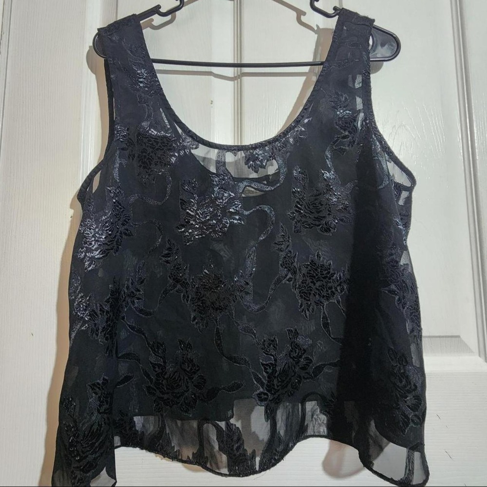 Y2K Black Sheer Floral Tank